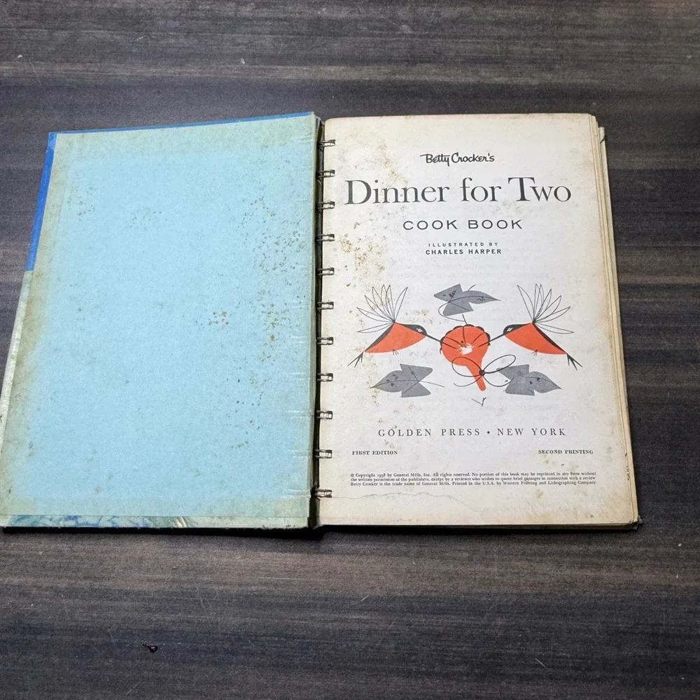 Betty Crocker Dinner for Two Cookbook First Edition 1958‎ Golden Press